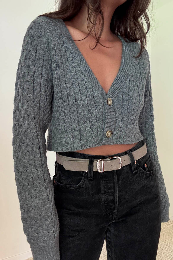 Cropped Knit Button Up Cardigan