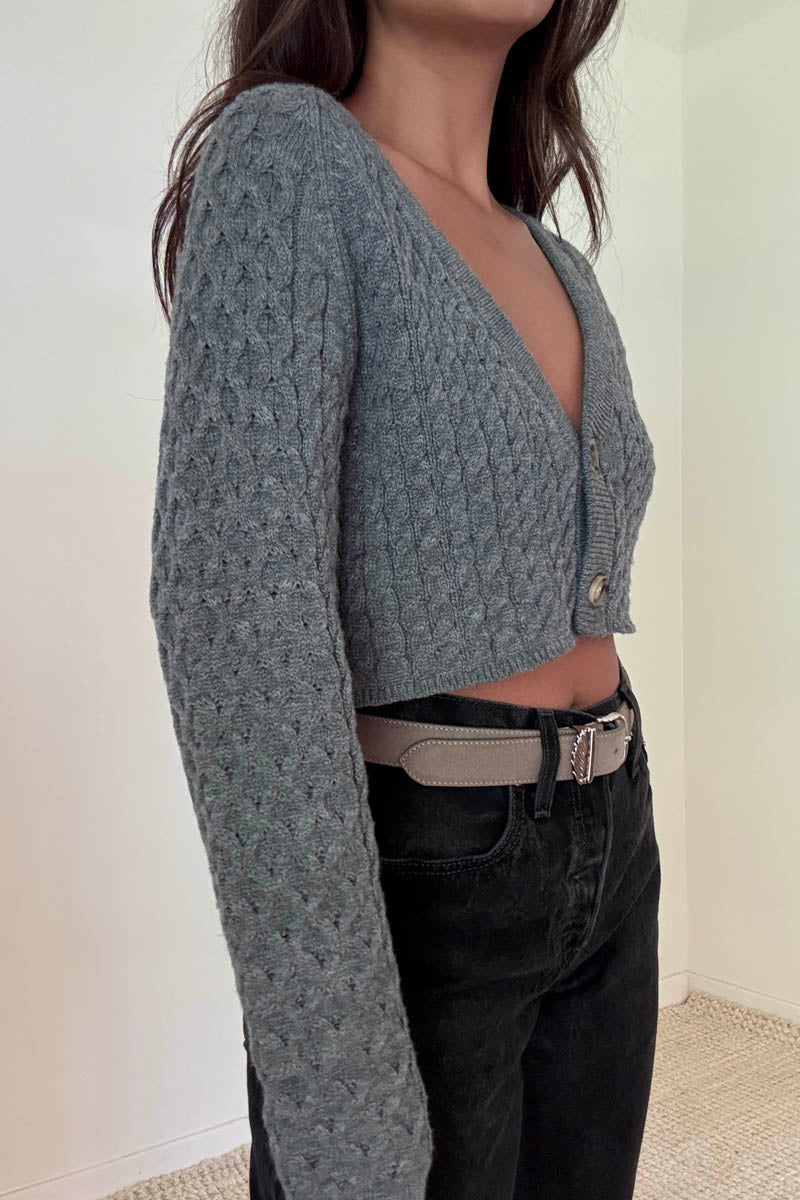 Cropped Knit Button Up Cardigan