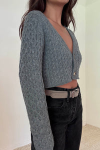 Cropped Knit Button Up Cardigan