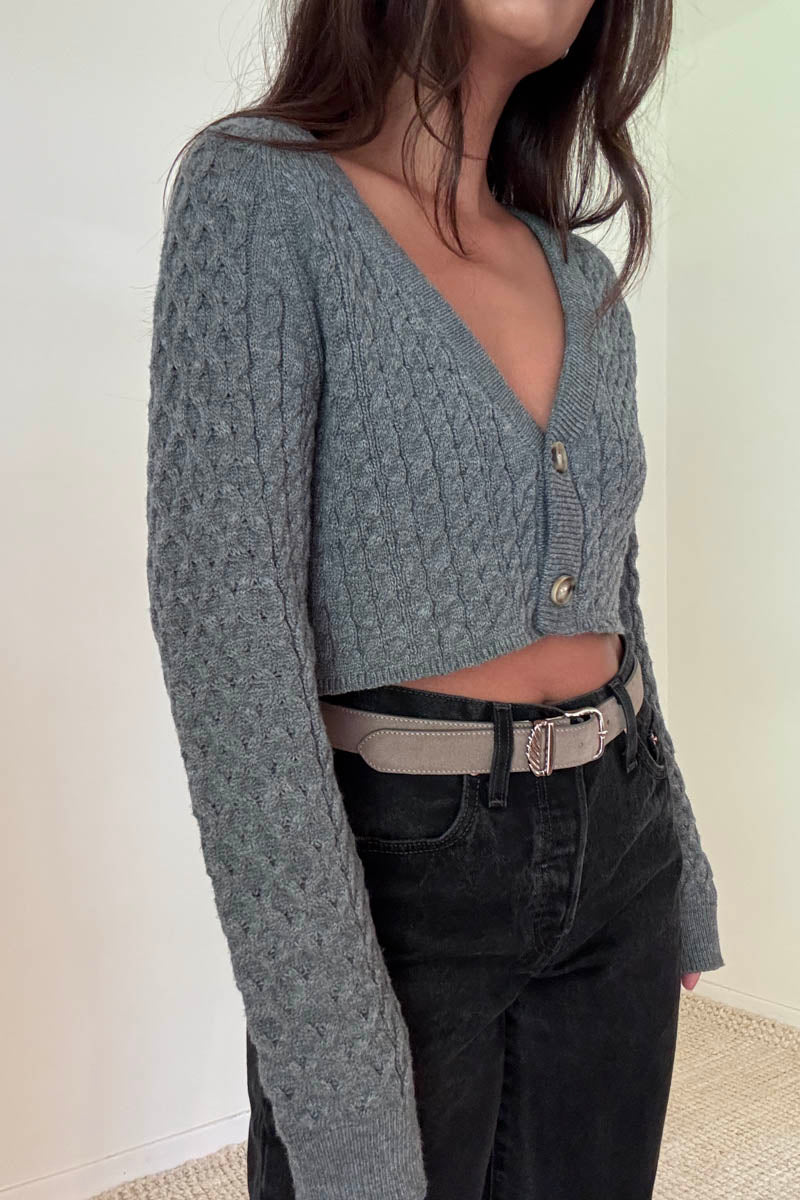Cropped Knit Button Up Cardigan
