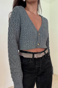 Cropped Knit Button Up Cardigan