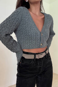Cropped Knit Button Up Cardigan