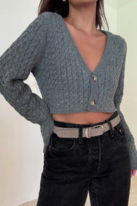Cropped Knit Button Up Cardigan
