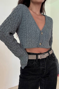 Cropped Knit Button Up Cardigan