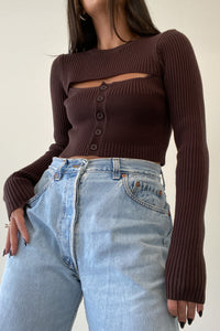 Rib Knitted Front Cut-out Top