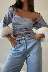 Satin Two-Piece Top And Shrug Set