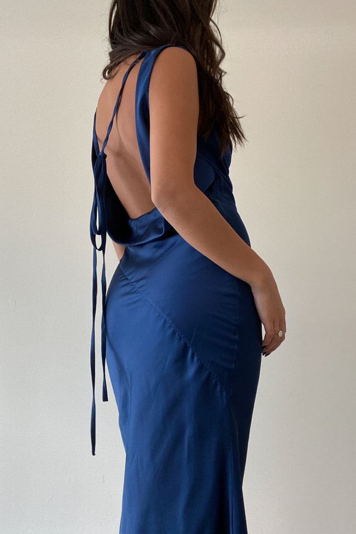 Plunging Back Cowl Back Dress