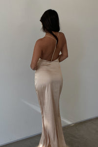 Backless Maxi Slip Dress with Fur Trim - TheOures