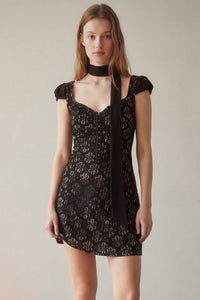 Cap Sleeve Flared Eyelet Mini Dress