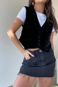 Woven Velvet V Neck Vest