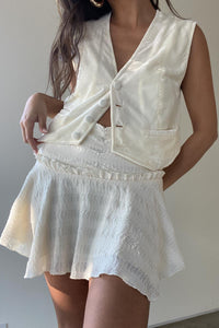Woven Velvet V Neck Vest
