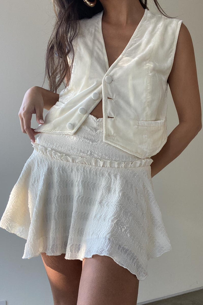 Woven Velvet V Neck Vest