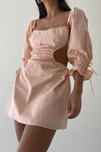 Side Cut-Out Detail Woven Cotton Dress
