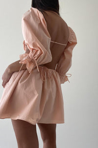 Side Cut-Out Detail Woven Cotton Dress
