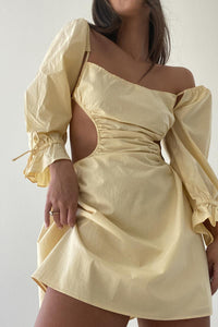 Side Cut-Out Detail Woven Cotton Dress