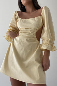 Side Cut-Out Detail Woven Cotton Dress