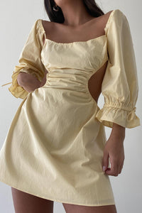 Side Cut-Out Detail Woven Cotton Dress