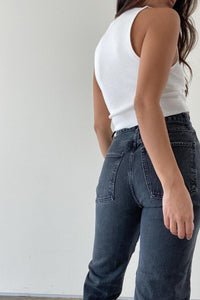 V-Neckline Ribbed Knit Crop Top