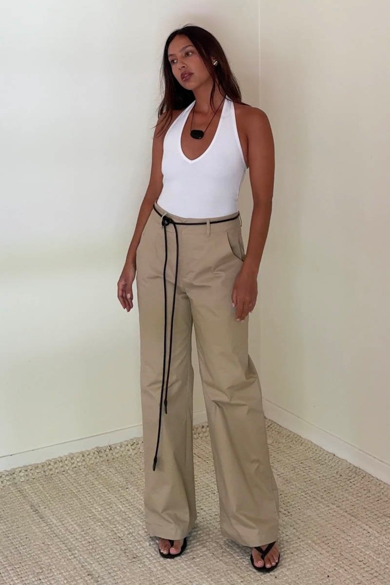 Cotton Wide Straight Leg Pants