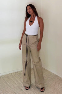 Cotton Wide Straight Leg Pants