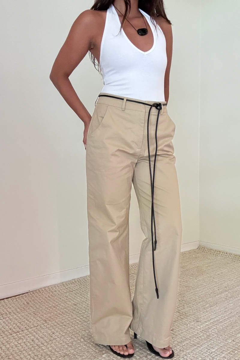 Cotton Wide Straight Leg Pants