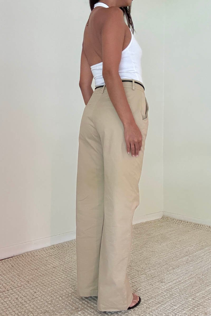Cotton Wide Straight Leg Pants