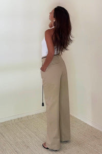 Cotton Wide Straight Leg Pants