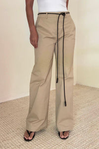 Cotton Wide Straight Leg Pants