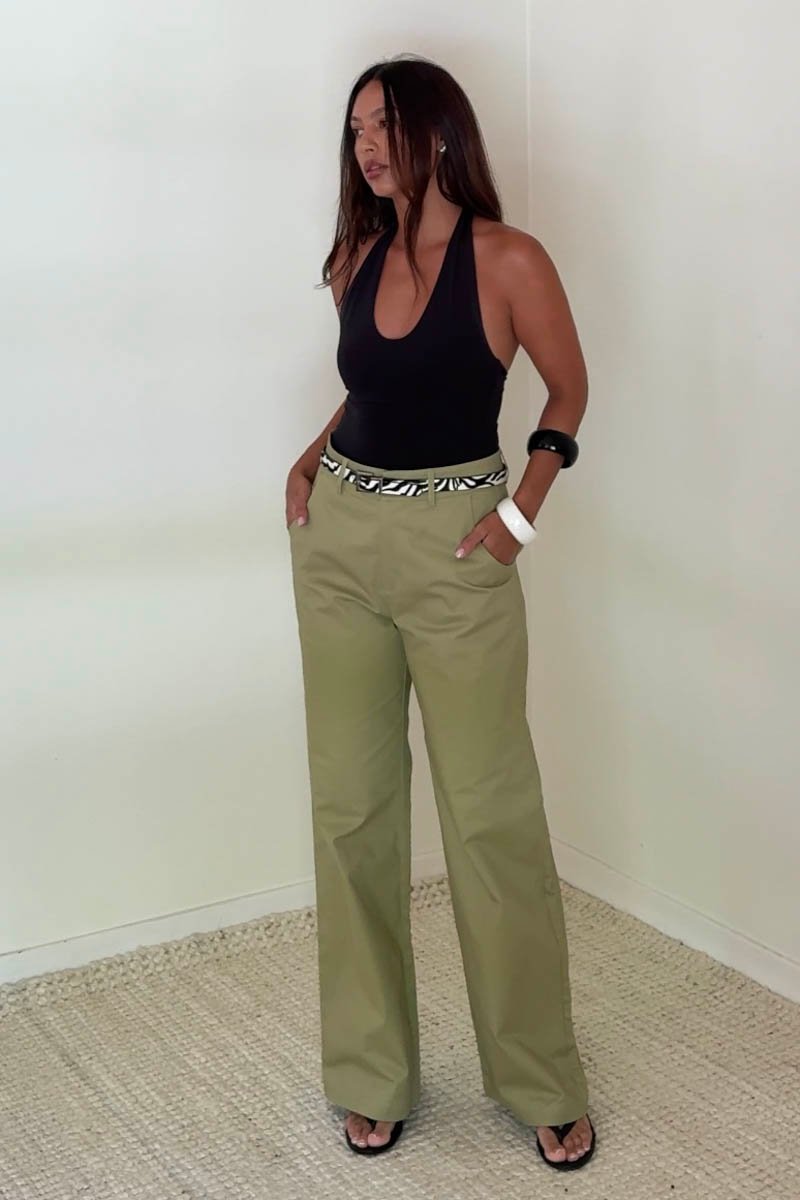 Cotton Wide Straight Leg Pants