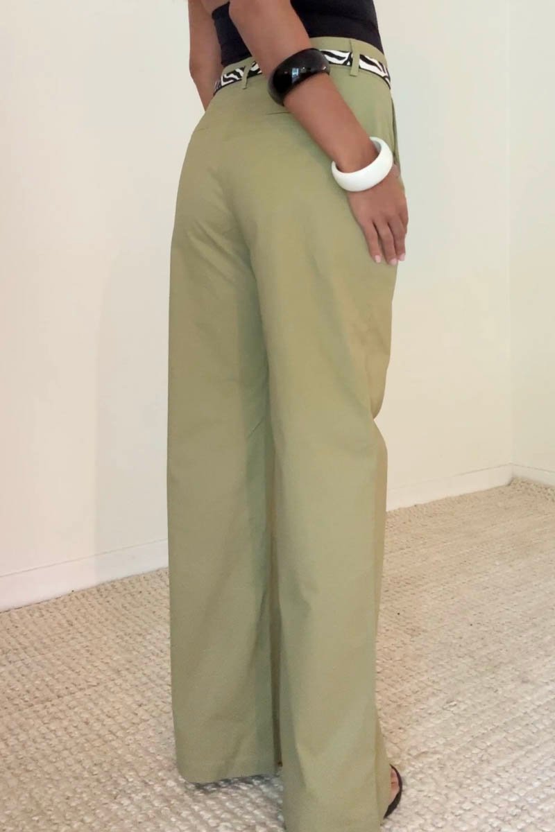 Cotton Wide Straight Leg Pants