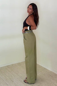 Cotton Wide Straight Leg Pants