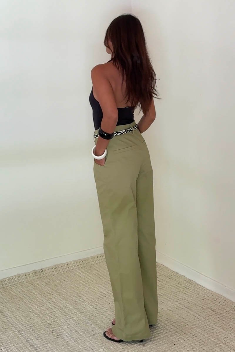Cotton Wide Straight Leg Pants