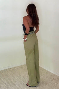 Cotton Wide Straight Leg Pants
