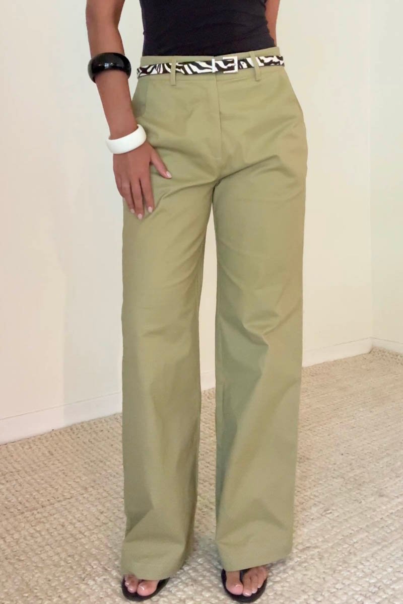 Cotton Wide Straight Leg Pants