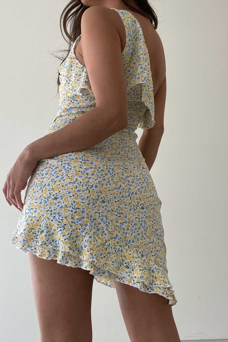 One Shoulder Ruffle Detail Mini Dress