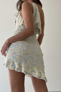 One Shoulder Ruffle Detail Mini Dress