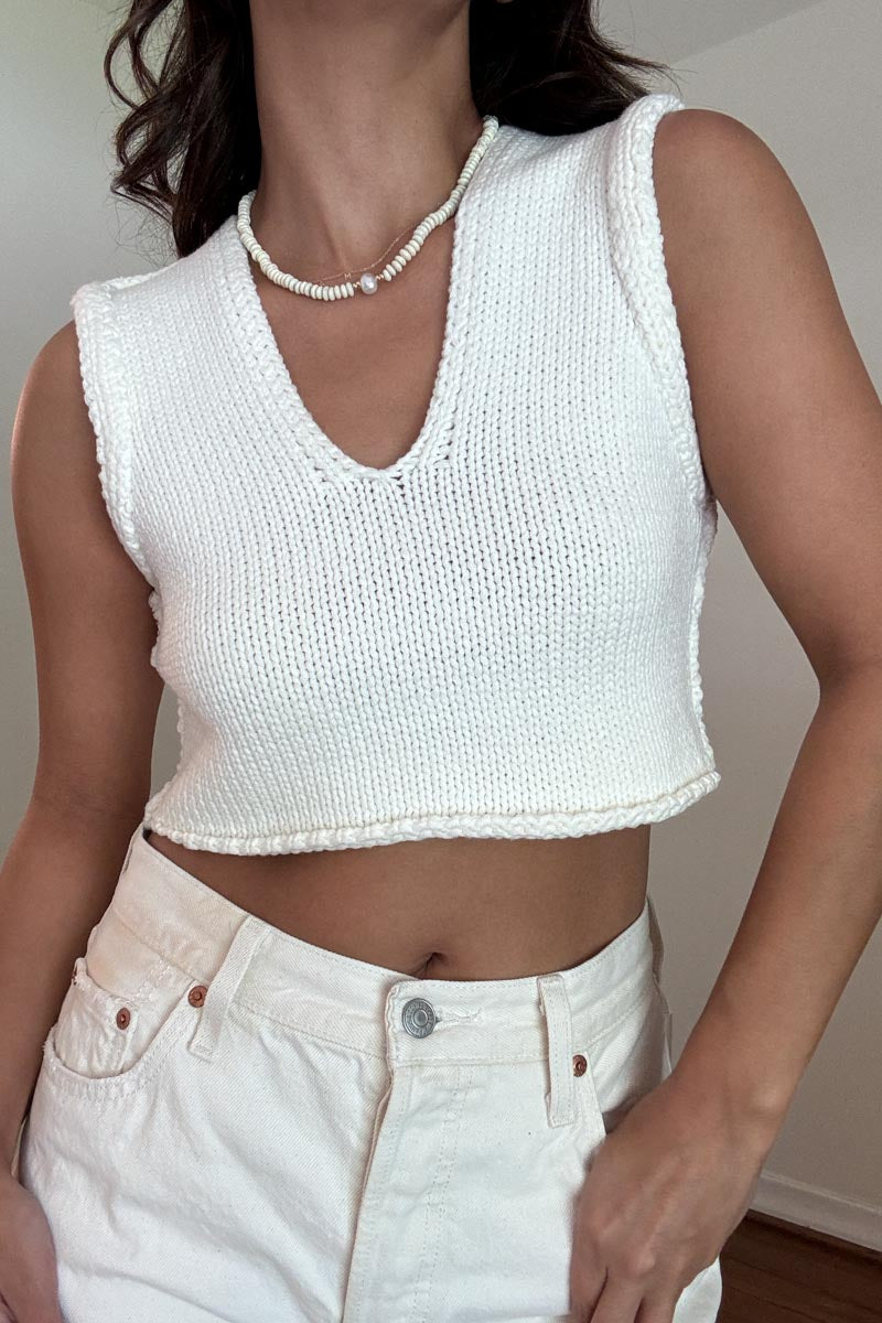 V Neck Crochet Knit Vest Top