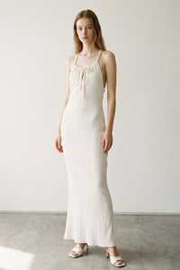 Ruched Halter Neck Maxi Dress