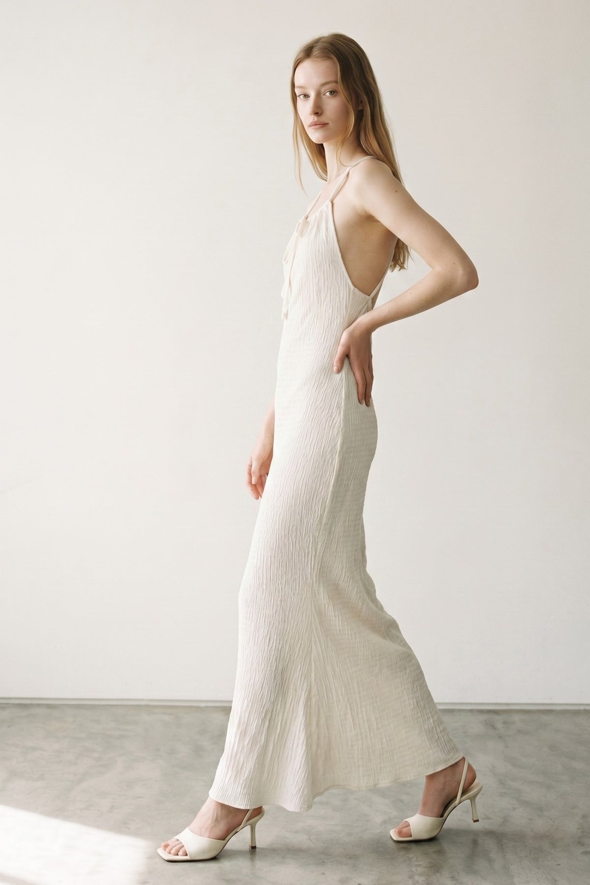Ruched Halter Neck Maxi Dress