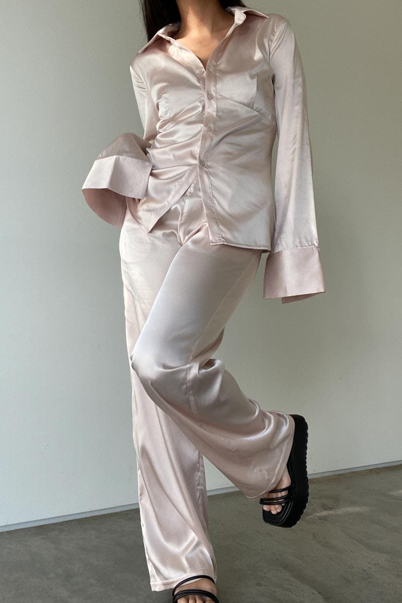 Satin Shirt And Pants Set