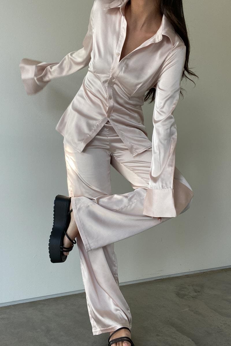 Satin Shirt And Pants Set