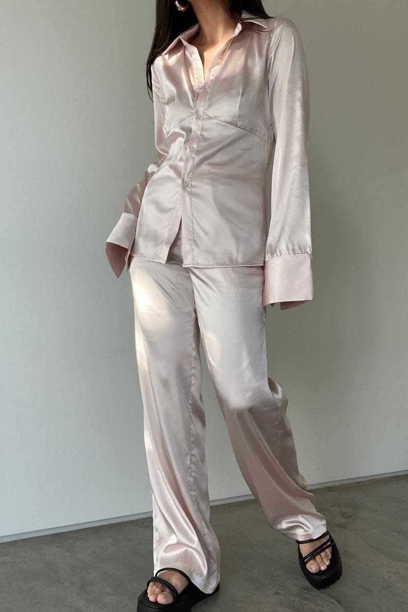 Satin Shirt And Pants Set