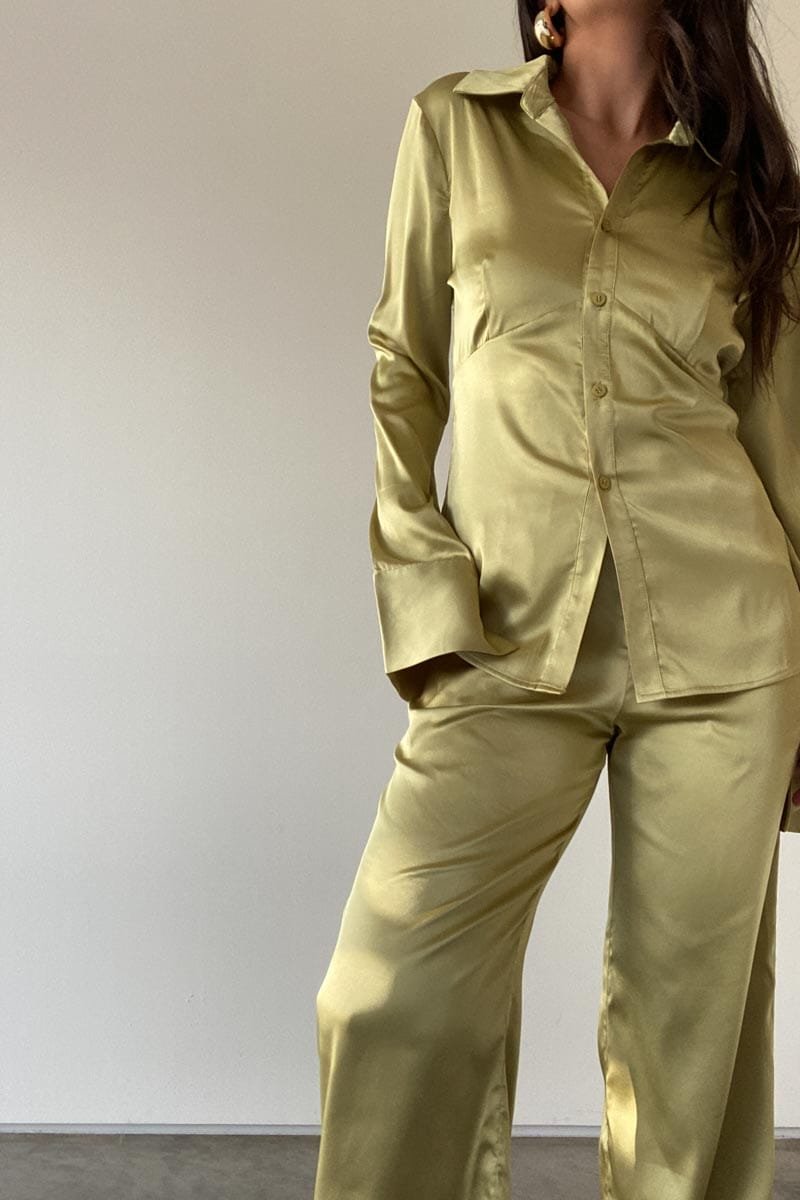 Satin Shirt And Pants Set