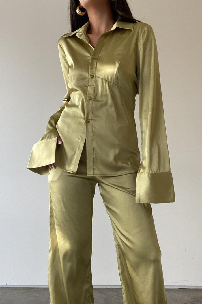 Satin Shirt And Pants Set
