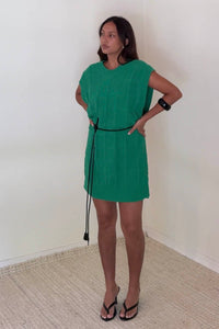Textured Crochet Asymmetric Vest Mini Dress
