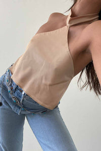 Satin Open Back Halter Top
