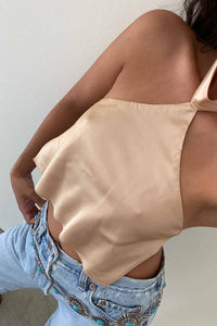 Satin Open Back Halter Top