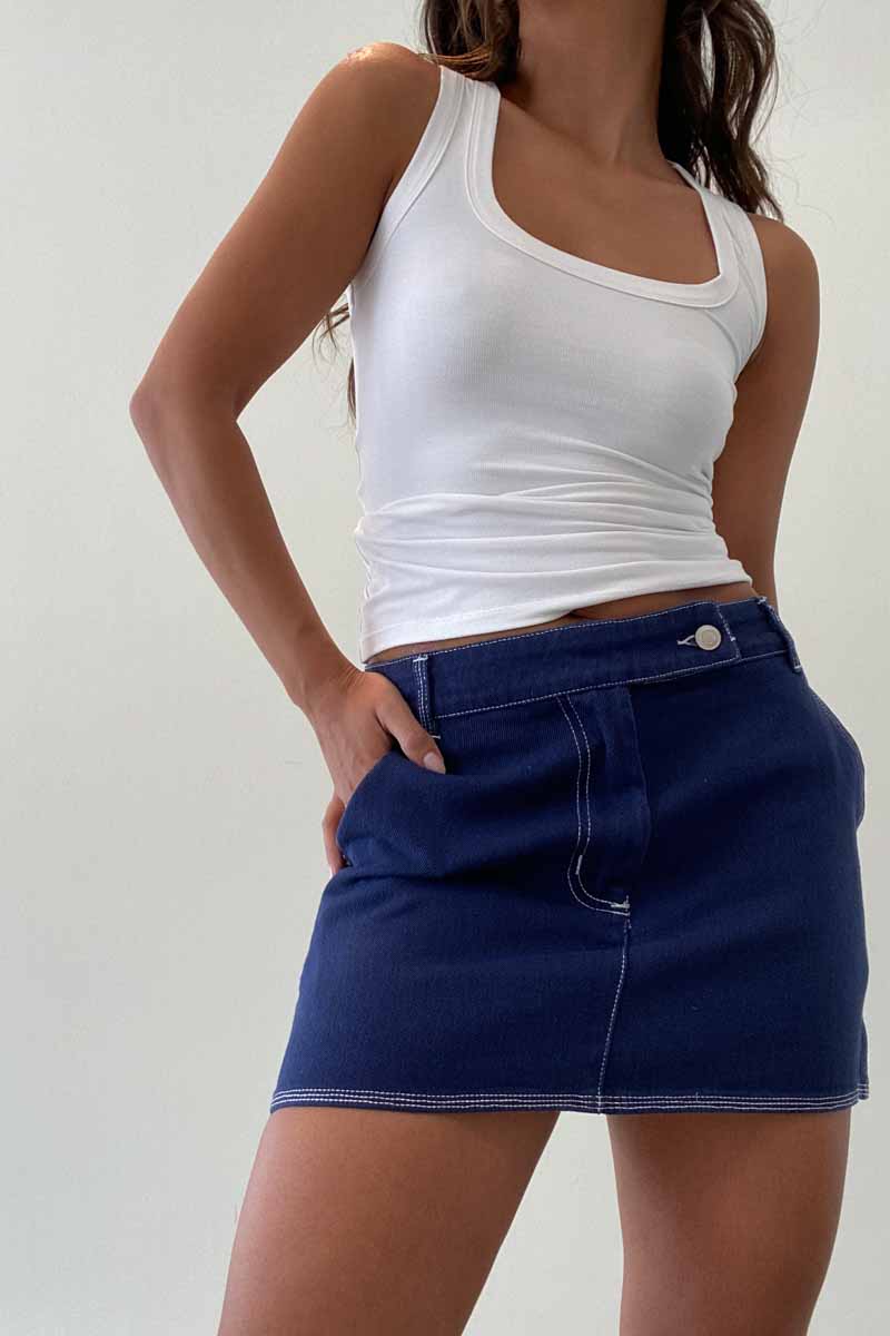 Lowered Neckline Woven Rib Tank Top