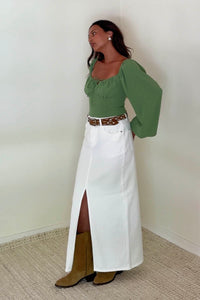 Ruched Tie-Front Balloon Sleeve Crop Top