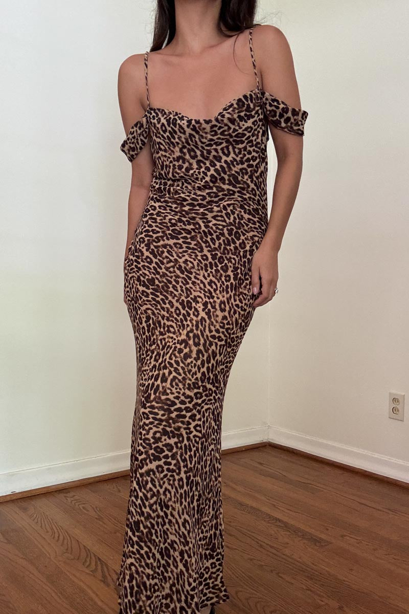 Leopard Print Mermaid Maxi Dress